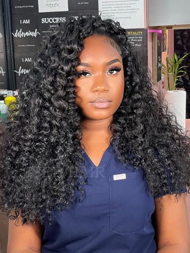 ISEE Half Wig Human Hair 22" Burmese Curly Glueless 180% Density