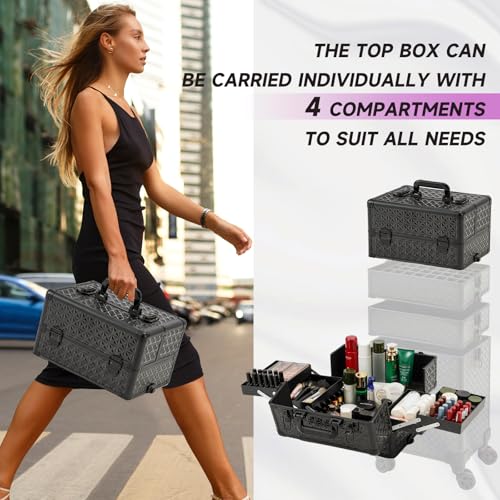 Professional Rolling Makeup Case with Wheels - Beauty Trolley