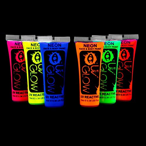 Blacklight Face & Body Paint UV Glow Neon (6-Pack)