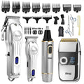 DSP 4-in-1 Pro Barber Kit: Cordless Hair Clipper, Trimmer, Shaver & Nose Hair Remover - Styling & Grooming Set with Scissors, Fade Tools, LED Display