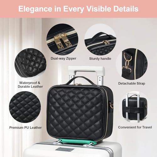 Makeup Bag with LED Mirror & USB Charging, 10" Cosmetic Organizer