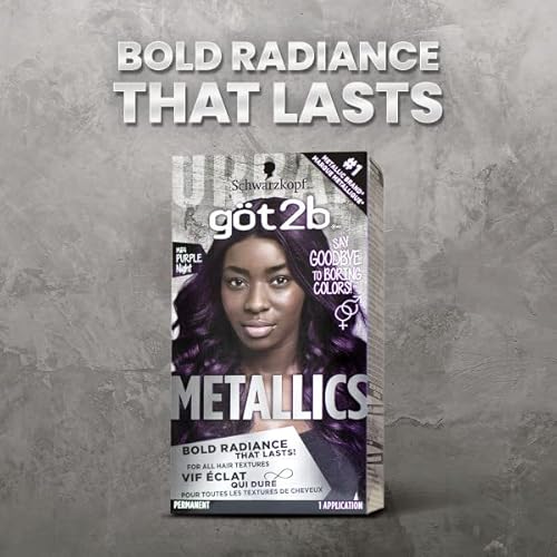 Got2b Metallics Permanent Hair Color, M64 Purple Night Charcoal