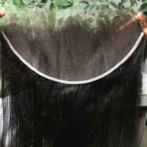 BEEOS Yaki Straight 13x6 SKINLIKE Real HD Lace Frontal, Pre-Plucked Bleached Knots 0.10mm Ultra-thin Invisible HD Lace Human Hair Frontal 14 Inch