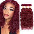 Burgundy 99J Water Wave Human Hair Bundles 12-16 inch