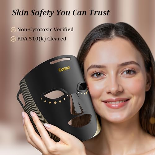 CUEME Red Light Therapy Mask - FDA-Cleared LED for Wrinkles & Acne