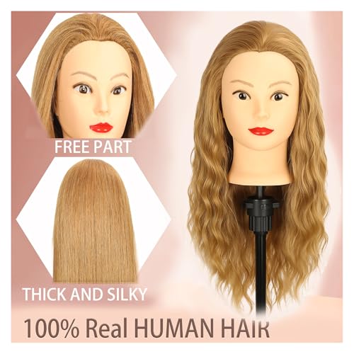 Blonde Human Hair Mannequin Head with Clamp | 20" Training