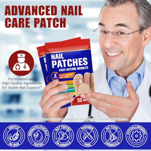 Overnight Fungal Nail Repair Patches for Discolored & Thickened Nails - 32 Pack