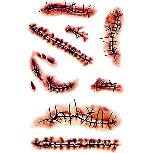 10 Sheets Halloween Temporary Tattoos, Realistic Temporary Tattoos Stickers, Scars Tattoos for Zombie Costume, Halloween Parties, Party Favor, Party Supplies