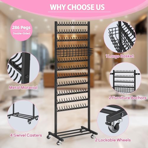 2-Sided Braiding Hair Rack with 286 Pegs & Wheels