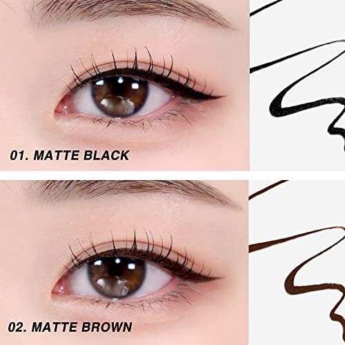 BBIA Never Die Brush Eyeliner - Waterproof & Sweat-proof Liquid Pen Eye Liner No-Skip with Highly Resilient Fine Brush Tip Satin Finish Long-Lasting Quick Dry Vegan Korean Eye Makeup (01 MATTE BLACK)
