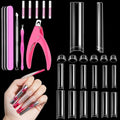 MORGLES 504 Half Cover Nail Tips 12 Sizes with Glue & Tools