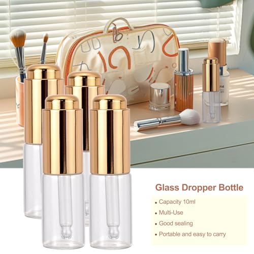 Ellbest 8-Pack 10ml Glass Dropper Bottles with Gold Caps