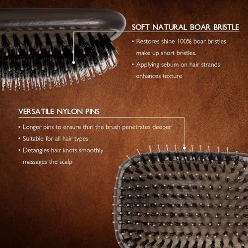 Norsewood Boar Bristle Hair Brush Set for All Hair Types