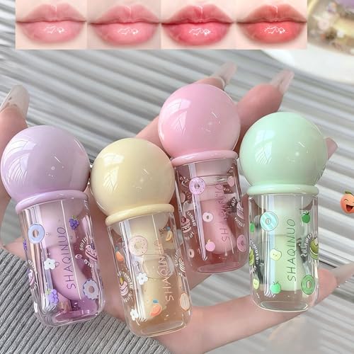 Baorder 4Pcs Hydrating Jelly Lip Gloss Oil Set - Fruit Flavored