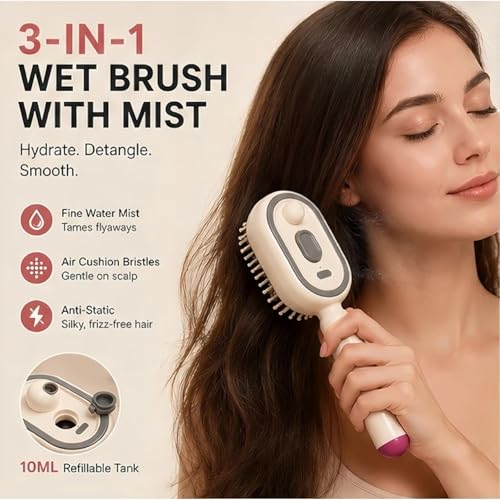 3-in-1 Electric Spray Air Cushion Massage Comb for Frizzy Hair