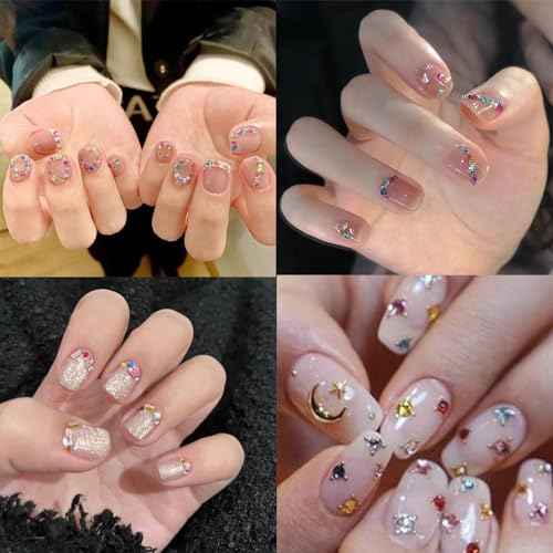 2000PCS Colorful Rhinestones Nail Art Charms Multi Shape Crystal Flat Back Nail Gems 3D Mini Heart Star Flower Nail Diamonds Kawaii Nail Crafts Acrylic Nail Rhinestone Diamonds for Women Nail