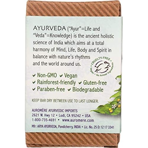 Auromere Ayurvedic Bar Soap, Tulsi Neem - Eco Friendly, Handmade, Vegan, Cruelty Free, Natural, Non GMO (2.75 oz), 2 pack