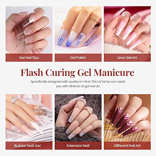 beetles Gel Polish 9 in 1 Nail Glue and Mini Uv Light Set for Easy and Fast Extension System Nail Gel Glue for False Nails Tips, Rhinestone, Base Gel, Blooming Gel