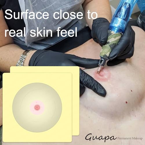 Guapa 3D Areola Tattoo Practice Skin with Ruler Kit ? Realistic Silicone Training for Tattoo Artists & Permanent Makeup Professionals (1PCS+Square ruler)