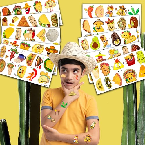 100 PCS Mexico Food Fiesta Temporary Tattoos | Party Favors