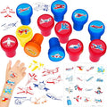 Airplane Party Favors Set - 24 Tattoos & 12 Stamps
