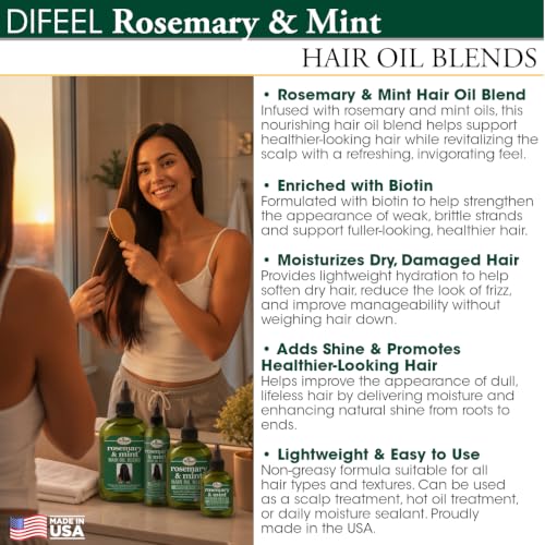 Difeel Rosemary Mint Hair Oil with Biotin - 7.1 oz