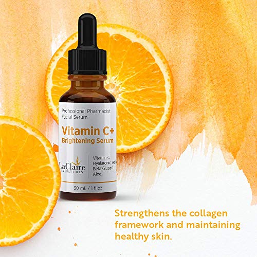 LaClaire Vitamin C+ serum, Strong vitamin c serum, brightening serum for face, topical facial serum with Hyaluronic acid, Vitamin c facial brightening serum, Made in the USA, Vitamin C Plus