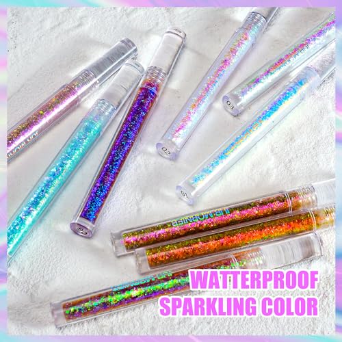 Multichrome Liquid Eyeshadow Set,3 Colors Multi-Dimensional Eye Liner Makeup,High Pigment Waterproof Metallic Eye Shadow,Ultre Fine Tip Glitter Eyeshadow (set1+set2)