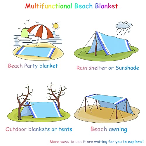 BYDOLL Beach Blanket 78''×81'' 1-5 Adults Oversized Lightweight Waterproof Sandproof Beach Blanket Large Picnic Mat Beach Blanket for Beach Travel Camping Hiking Picnic