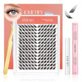 Lash Extension Kit, Foxy Layered Style, Pre-mapped Faux Mink Individual Cluster Lashes, Lightweight & Barely-There Feel, Soft & Wispy, Waterproof Bond & Seal, Tweezers & Remover, Easy DIY