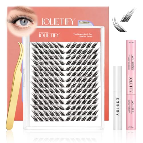 Lash Extension Kit, Foxy Layered Style, Pre-mapped Faux Mink Individual Cluster Lashes, Lightweight & Barely-There Feel, Soft & Wispy, Waterproof Bond & Seal, Tweezers & Remover, Easy DIY