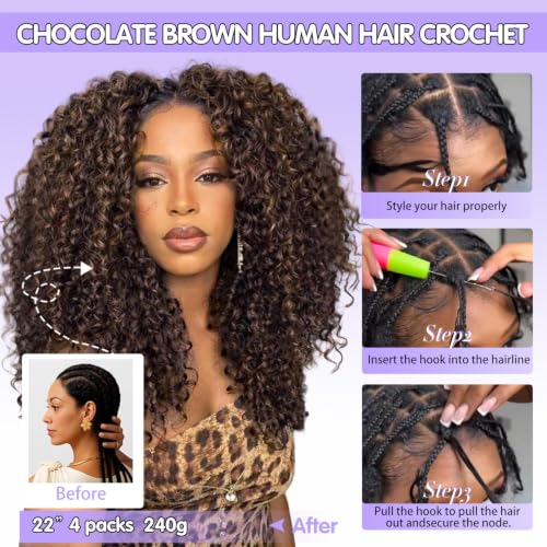 Burmese Curly Crochet Hair 16" - 100% Virgin Remy Human Hair