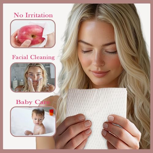 Disposable Face Towels XL, Ultra Thick & Soft Makeup Remover Dry Wipes, Dry and Wet Dual-Use Daily Facial Tissues, Skin Towels Disposable for Sensitive Skin, 9.84"¡¿11.8", 40 Count, 1 Pack