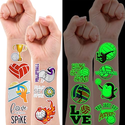 96 Pcs Glow in Dark Volleyball Temporary Tattoos for Kids