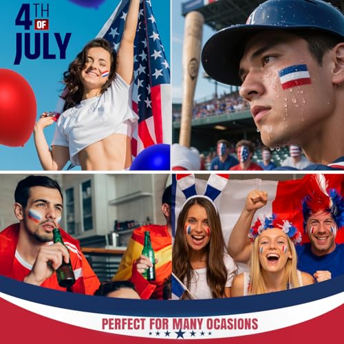 5Pcs Red White Blue Face Paint Sticks - Patriotic Makeup