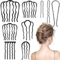 9-Piece Metal Hair Combs Set - French Twist & Updo Styling Pins