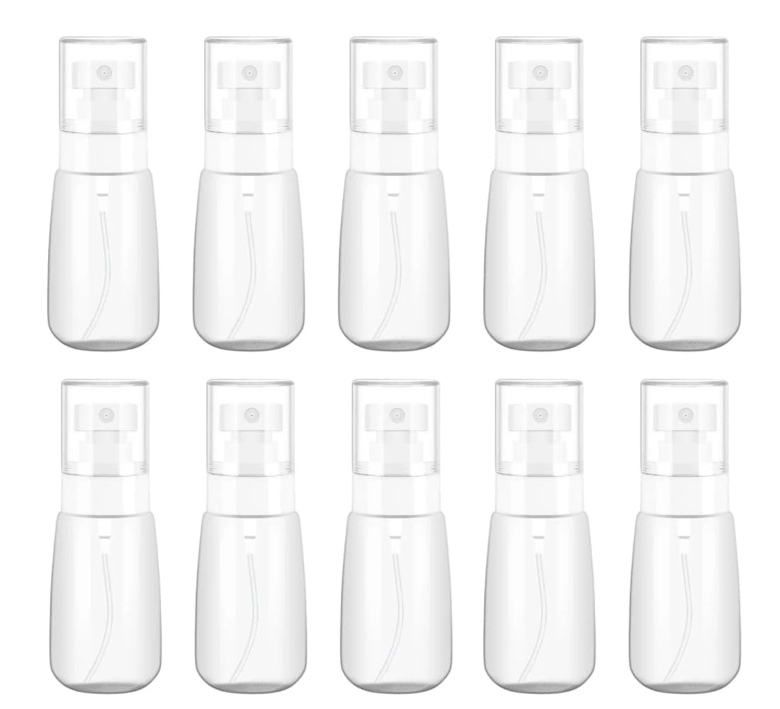 TOSERSPBE Small Spray Bottle Travel Size 2oz Mini Perfume Atomizer for Essential oil Perfume Hair Makeup 10 Pack