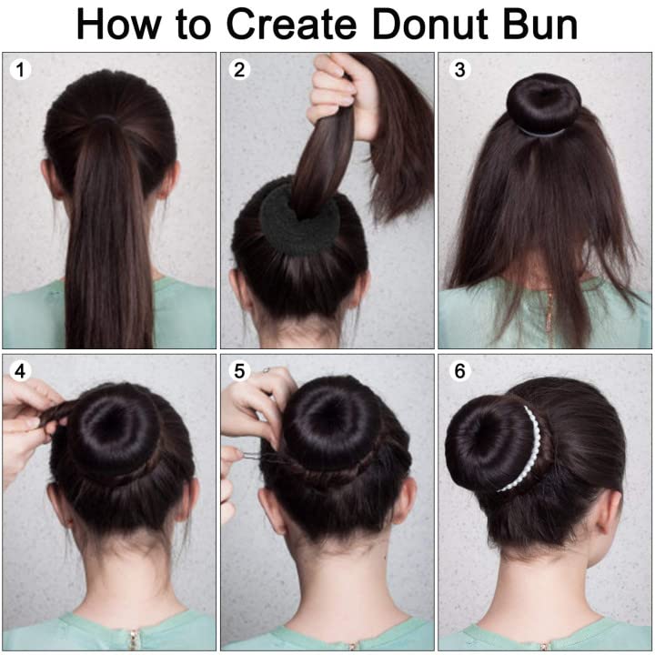 Hair Bun Maker Kit with 4 Donuts, Elastic Ties & Bobby Pins