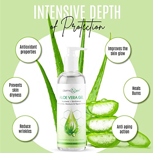 Aloe Vera Gel with Witch Hazel, Vitamin C, and Vitamin E - Skin Soothes, Moisture, and Repair Formula for Face and Body - Nutrient-Rich, Organic 100% Pure Aloe Vera - 12 FL OZ