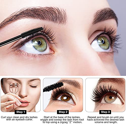 4D Silk Fiber Mascara - Waterproof Volume & Length, 2 Pack