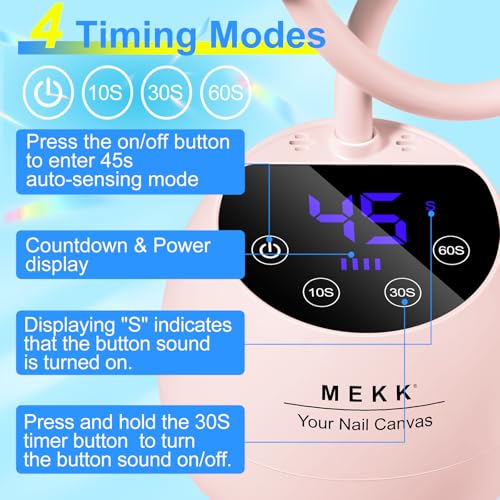 MEKK 36W Gooseneck UV Nail Lamp - Cordless, Auto Sensor, Portable