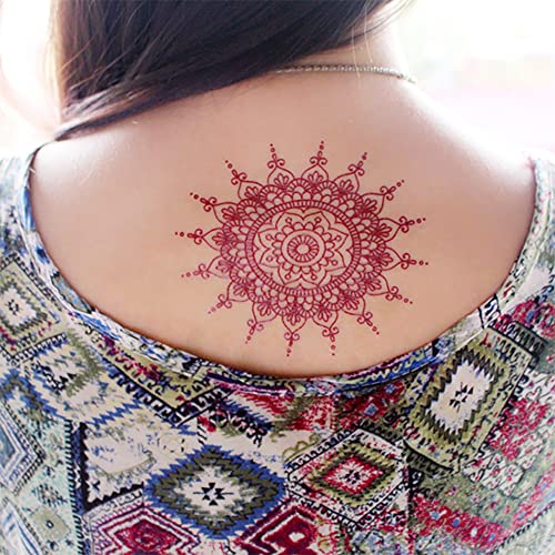 Brown Henna Temporary Tattoo Stickers - 8 Sheets Mandala