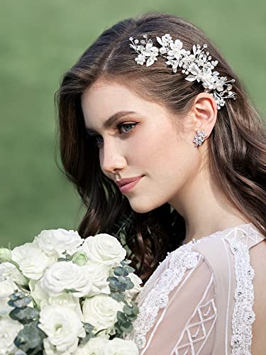 Silver Wedding Hair Clip with Rhinestones | Handmade Bridal