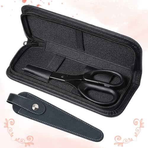 2-Pack Hair Scissor Case with Zipper & Suede Leather