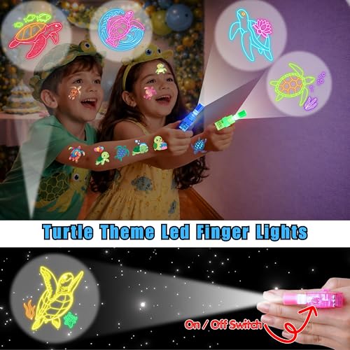 Turtle Party Favors Set – 72 PCS LED Finger Lights & Tattoos