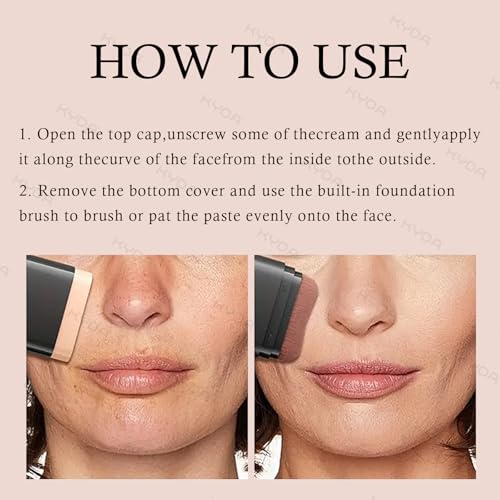 KYDA 2-in-1 Concealer Foundation Stick, Eraser Foundation Stick with Soft Brush, Creamy Smooth Base Makeup, Lightweight Brightening Contouring Concealer, Lasting Natural Matte Finish, Wheat