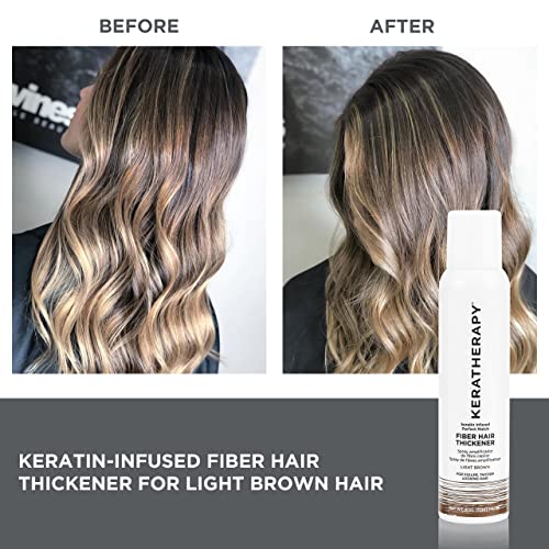 Keratherapy Keratin Infused Perfect Match Fiber Hair Thickener Spray, Medium Brown, 4 fl. oz., 140 ml - Volumizing, Thickening, & Concealing Hairspray for Scalp Coverage, Roots & Thinning Areas