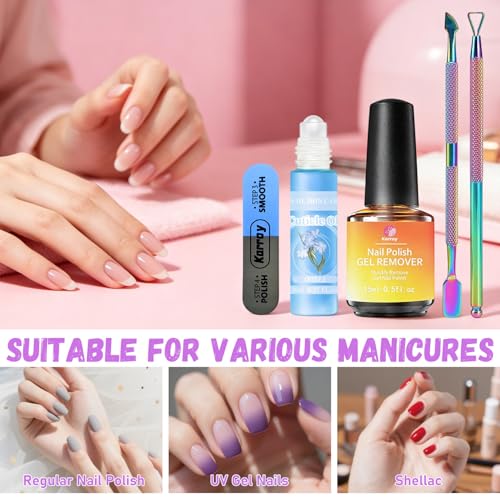 Gel Nail Polish Remover Set - 15ml Remover & 8ml Oil for Quick, Safe Gel Removal - Variation of This Listing