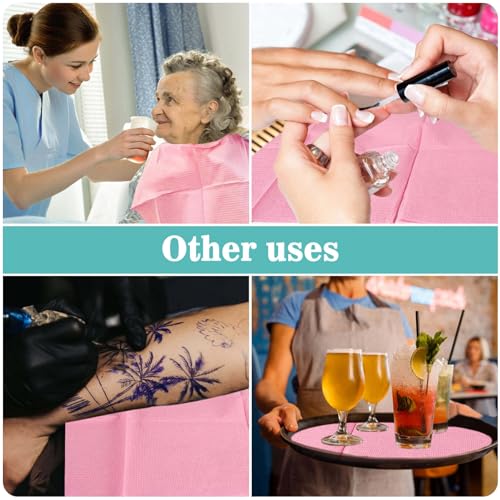 MAQIHAN 75pcs Pink Disposable Dental Bibs for Dentist, Nail & Tattoo Salons