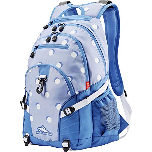 High Sierra Loop-Backpack, Travel, or Work Bookbag with tablet-sleeve, Polka Dot, One Size